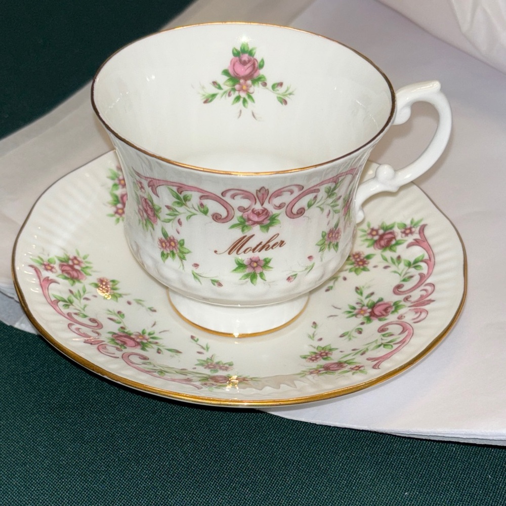 Floral Bone China Tea Cup and Saucer by Royal Dover made in England